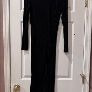 Topshop Fitted Black Long Sleeve Dress